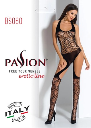 Бодистокинг BS060 Black Passion, с геометрическим рисунком, черный, S/L