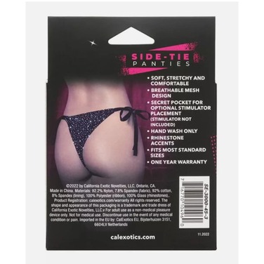 Трусики зі стразами на зав'язках CalExotics Radiance Side-Tie Panties, чорні, One size