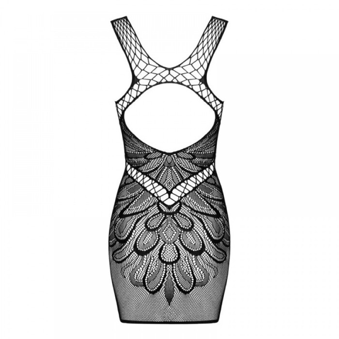 Сукня Obsessive D608, в сіточку, з візерунком, чорна, XL/XXL