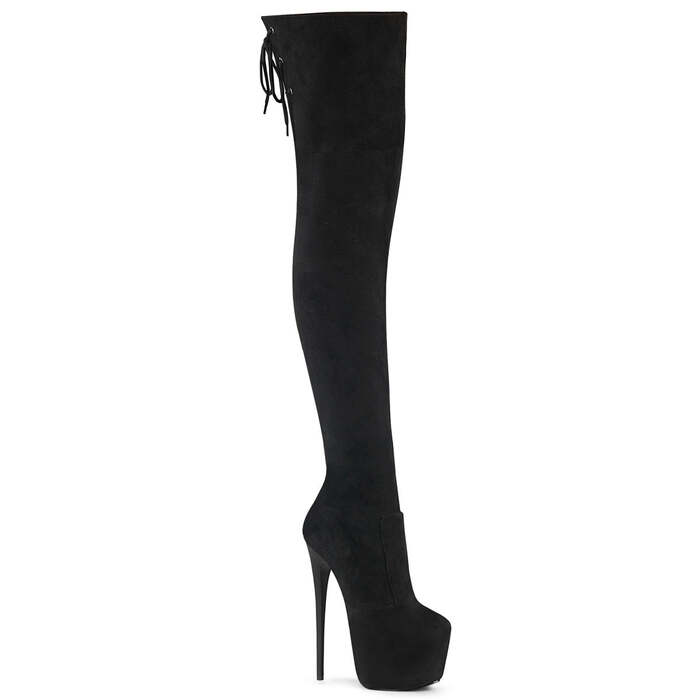 Ботинки Jubilant-3007FS, каблук 7 дюймов, 3-дюймовые эластичные сапоги со скрытым PF, молния сбоку, черная искусственная замша