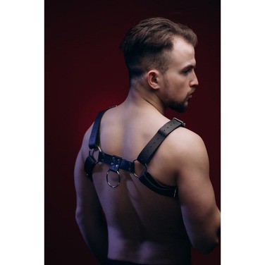 Портупея мужская с кольцами One Size из натуральной кожи, черная