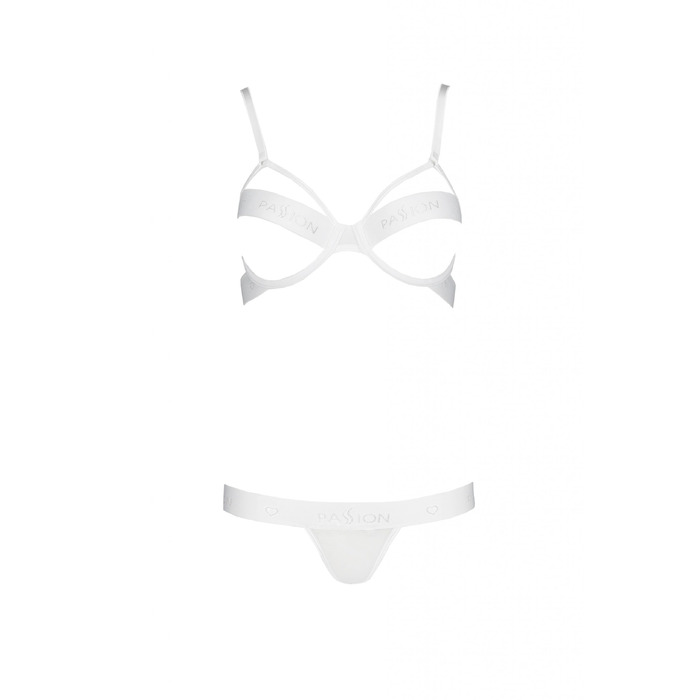 Комплект белья с полуоткрытой грудью Kyouka Passion, белый, S/M