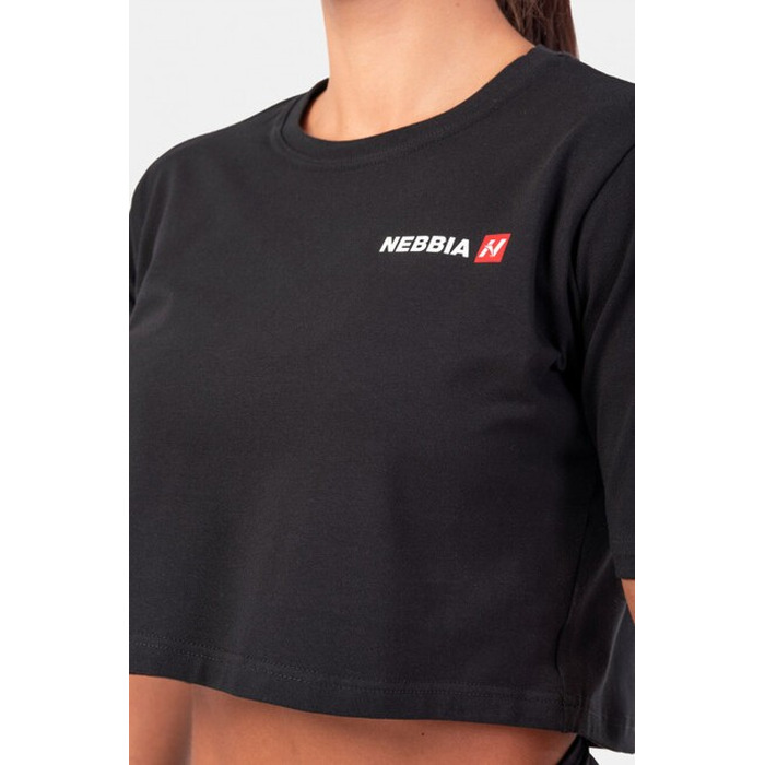 Топ Minimalist Logo NEBBIA crop top 600 Black