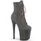 Ботинки Pleaser Flamingo-1020FST *Каблук 8 дюймов, тонированный PF, шнуровка спереди 4 дюйма, боковая молния, серые