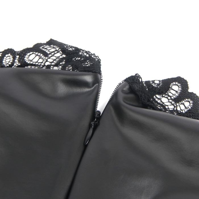 Платье с кружевом Star Night с имитацией винила, черное, S