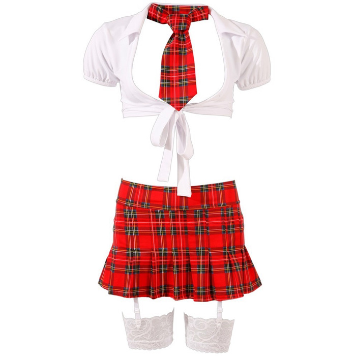 Костюм школьницы в клетку Cottelli Collection Schoolgirl Set с глубоким декольте, S