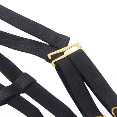 Чорний сексуальний оксамитовий комплект білизни Star Night з чокером та декоративною фурнітурою, L