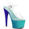 Босоножки Pleaser Adore-708OMBRE *Каблук 7 дюймов, босоножкии с ремешком на щиколотке шириной 2 3/4 дюйма с блестками и эффектом омбре, прозрачный/бирюзовый
