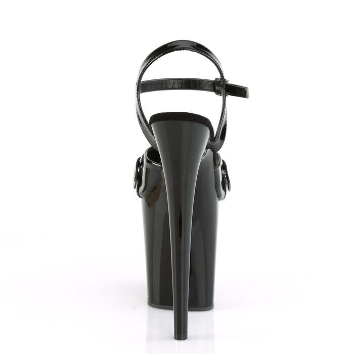 Босоніжки Flamingo-809GB на підборах 8 дюймів, босоніжки з ремінцем на щиколотці 4 дюйми з кляпом, чорні