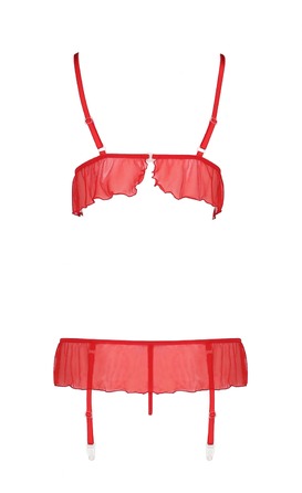 Комплект белья с поясом для чулок FABIANA SET red S/M - Passion