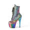 Чоботи Pleaser Adore-1020RC-REFL *7-дюймовий каблук, 2 3/4-дюймові хромовані черевики на шнурівці з PF, блискавка збоку, різнокольорові