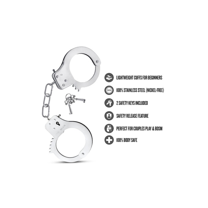 Наручники Blush Temptasia з ключами, сріблясті, 27 см