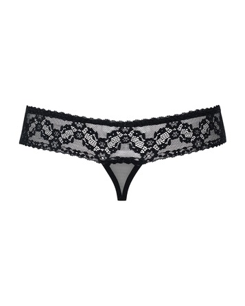 Стрінги з широкою гумкою та відкритим доступом Obsessive 837-THC-1 чорний, S\M