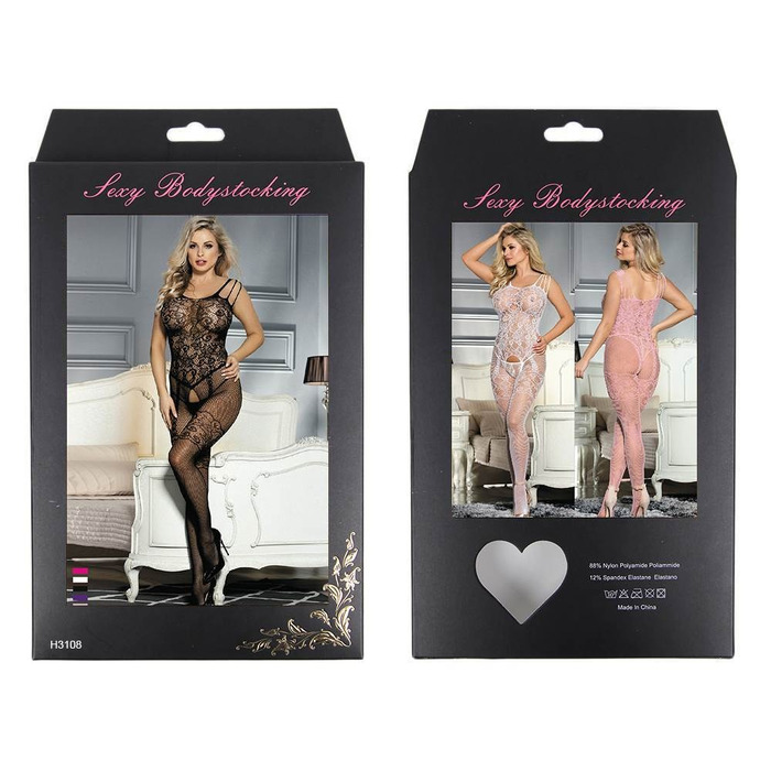 Комбінезон сітка Star Night з декоративними бретельками, чорний