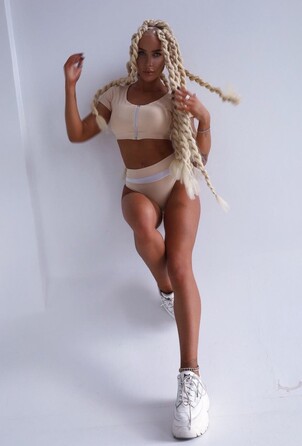 Топ Fitzona BEIGE SWIMSUIT TOP WITH SLEEVES AND ZIPER