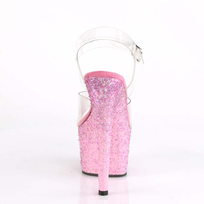 Босоніжки Adore-708CF *7 дюймів на підборах, 2 3/4 дюйма з ремінцем на щиколотці, прозорі/рожеві