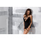 Комплект белья со стреп-лентами и поясом для чулок MORGAN SET WITH OPEN BRA black S/M - Passion