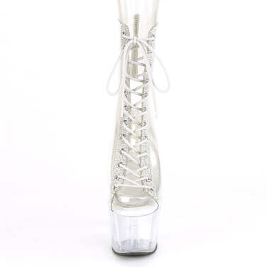 Чоботи Adore-1016C-2 *7 дюймів на підборах, 2 3/4 дюйма з відкритим носком/підбором, на шнурівці, з RS, прозорі