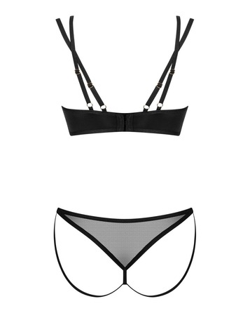 Комплект белья со вставками из сеточки, Nesari 2-pcs set, черный, XS/S