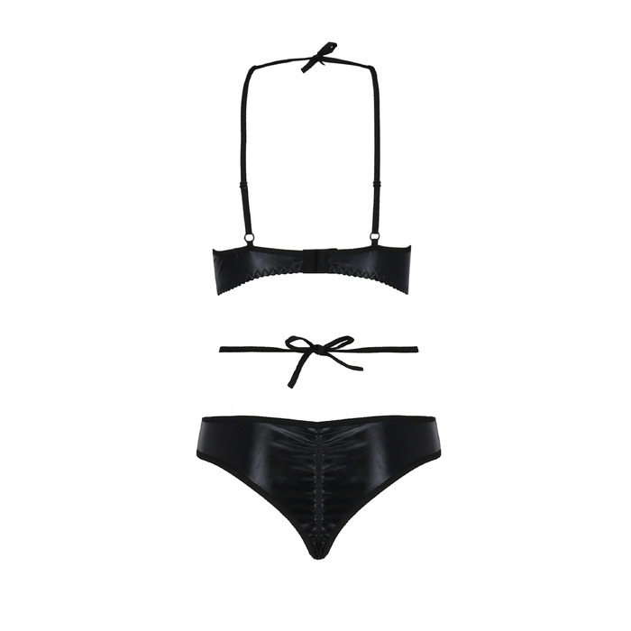 Комплект белья с декоративными эллементами NAVEL SET black S/M - Passion