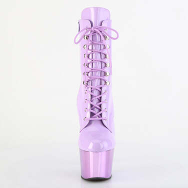 Ботинки Adore-1020, каблук 7 дюймов, 2 3/4 дюйма, шнуровка спереди, боковая молния, лавандовый лакированный хром