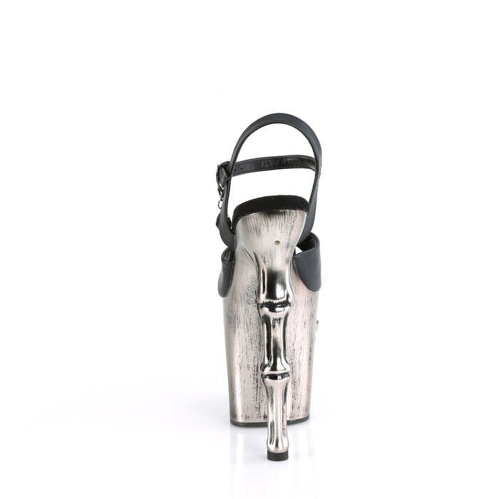 Босоножки Rapture-809-LT, каблук 8 дюймов, ремешком на щиколотке со светодиодной подсветкой в виде черепа шириной 4 дюйма, чёрная искусственная кожа/серый