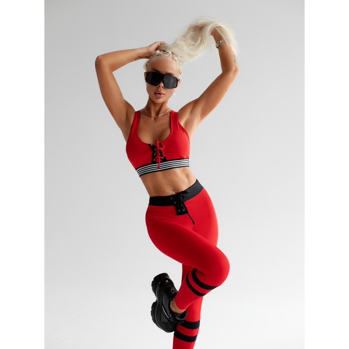ЛЕГІНСИ RED EYELET LACE UP LEGGINGS