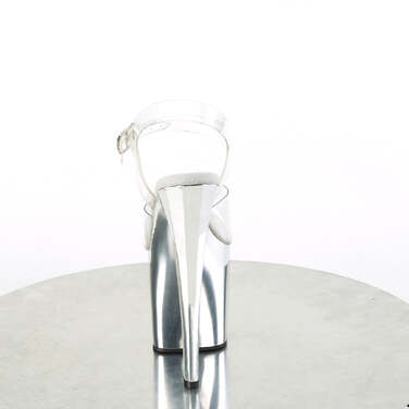 Босоніжки Enchant-708 на підборах 8 дюймів, з ремінцем на щиколотці 3 3/4 дюйма, прозорі/сріблястий хром