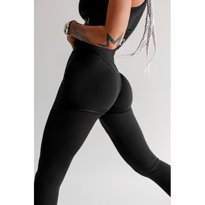 Легінси FZ Black Mesh Leggings with Shiny Thong and Elastic Waist
