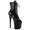 Ботинки Pleaser Flamingo-1021, каблук 8 дюймов, 4-дюймовый PF, открытый носок, шнуровка, молния сбоку, чёрные