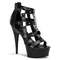 Босоніжки Pleaser Delight-682 *6 дюймів на підборах, 1 3/4 дюйма з металевими заклепками, чорні, з веганської шкіри/чорні