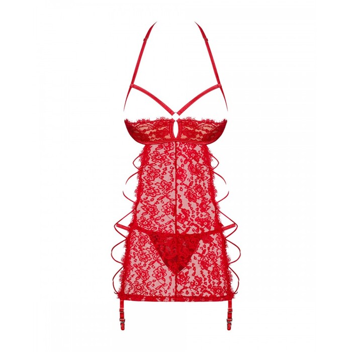 Пеньюар Obsessive Rediosa та стрінги L/XL