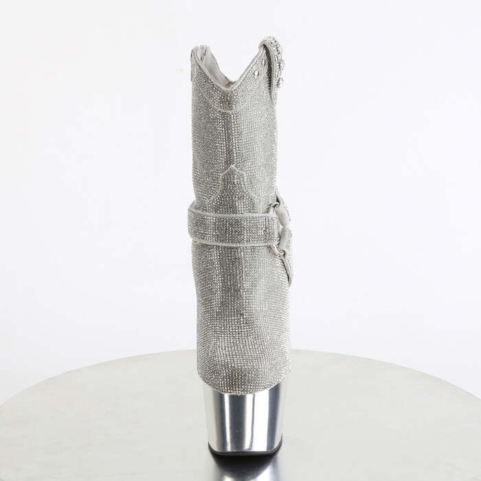 Ботильоны Adore-1029CHRS *Каблук 7 дюймов, высота 2 3/4 дюйма, декорированная подошва PF RS, молния сбоку, серебристый/серебристый хром