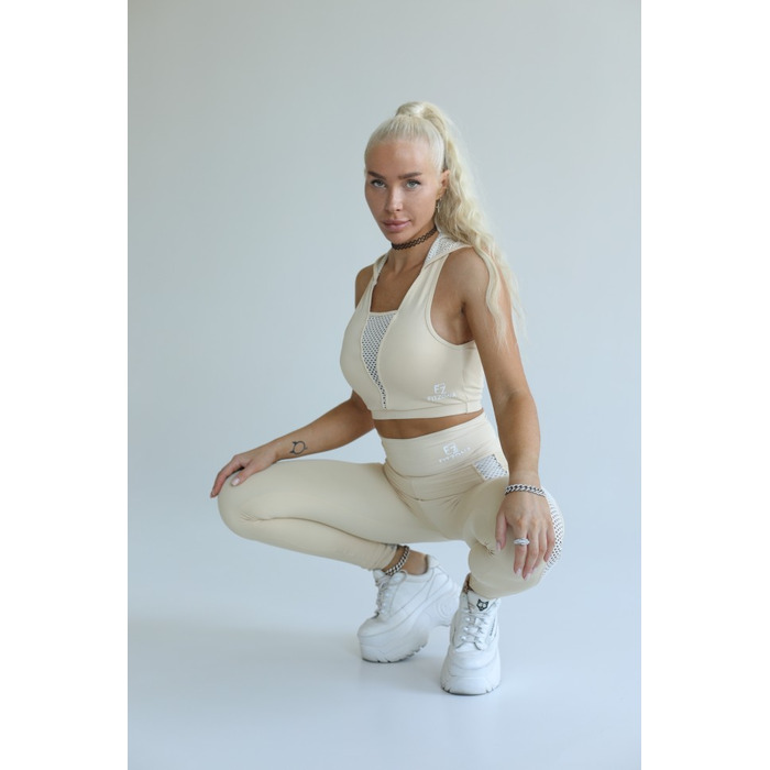 Спортивный топ Fitzona Beige с поддержкой для йоги и фитнеса