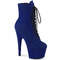 Ботинки Pleaser Adore-1020FS *7-дюймовый каблук, 2 3/4-дюймовые ботинки с PF шнуровкой спереди, молния сбоку, синяя искусственная замша