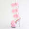 Босоніжки Pleaser Adore-728F *7 дюймів на підборах, 2 3/4 дюйма з хутра марабу PF, блискавка ззаду, прозорі/ніжно-рожеві
