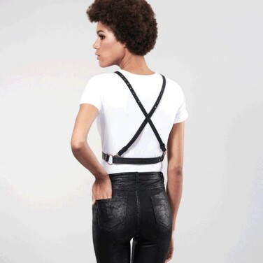 Портупея з перехресним плетивом на грудях MAZE Bijoux Indiscrets чорна, OS