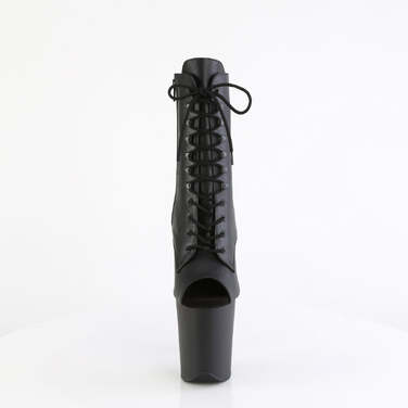 Чоботи Flamingo-1021 на підборах 8 дюймів, чоботи на шнурівці з відкритим носком 4 дюйми, збоку, чорні, веганська шкіра