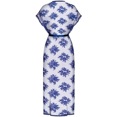 Пеньюар полупрозрачный с кружевом Obsessive Flowlace синий, S/M