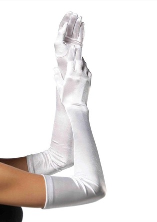 Рукавички Extra Long Opera Length Satin Gloves від Leg Avenue, білі