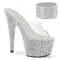 Шлепанцы Pleaser Bejeweled-712MS, каблук 7 дюймов, инкрустированные шлепанцы PF RS 2 3/4 дюйма с подходящим манжетом, прозрачные/серебристые стразы