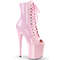 Ботинки Pleaser Flamingo-1021, каблук 8 дюймов, 4-дюймовый PF-ботинок, шнуровка, с открытым носком, молния сбоку, нежно-розовый