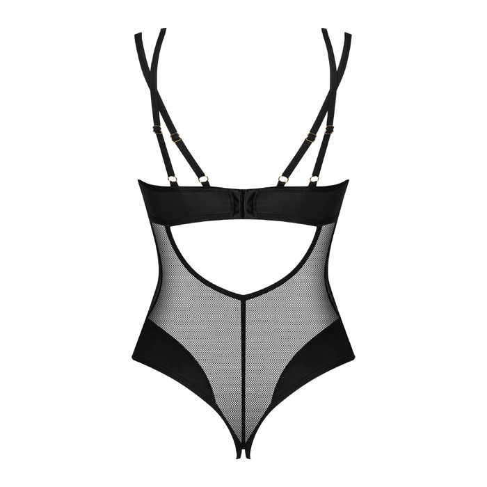 Боді з відкритим доступом Obsessive Nesari напівпрозоре, чорне, M-L