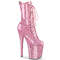 Ботинки Pleaser Flamingo-1040GP, каблук 8 дюймов, 4-дюймовые PF-ботинки со шнуровкой спереди, молния сбоку, нежно-розовый