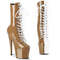 Чоботи Pleaser Adore-1040TT *7 дюймів на підборах, 2 3/4 дюйма, двоколірні, зі шнурівкою, блискавка збоку, бежевий/білий