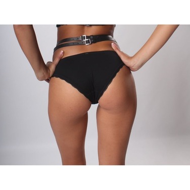 Пояс для панчох S12 Candy Hero, екокожа, чорний, OS