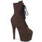 Ботинки Pleaser Adore-1020FS *7-дюймовый каблук, 2 3/4-дюймовые ботинки на шнуровке, боковая молния, коричневая искусственная замша