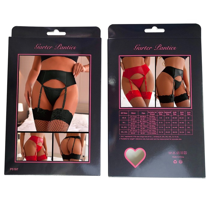 Сексуальні стрейч-трусики Star Night з поясом та підв'язками, із застібкою на 2 гачки ззаду, червоний